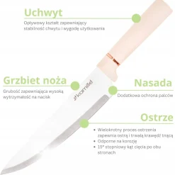 Beżowy nowoczesny elegancki zestaw noży w bloku 6el.