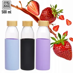 Butelka szklana podróżna w antypoślizgowym etui 500ml