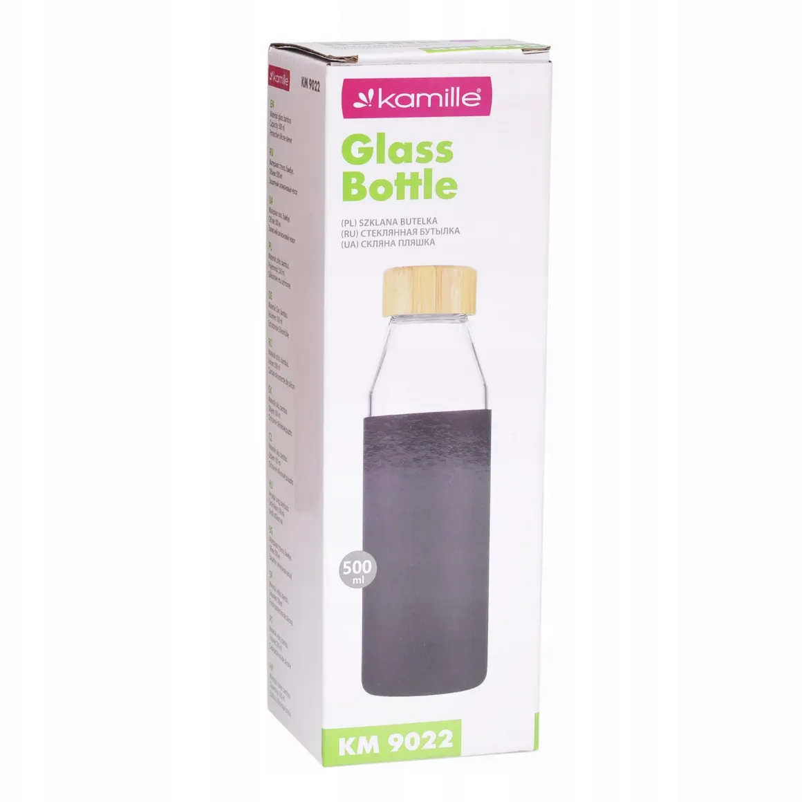 Butelka szklana podróżna w antypoślizgowym etui 500ml