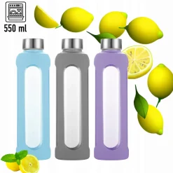 Butelka szklana podróżna w antypoślizgowym etui 550ml