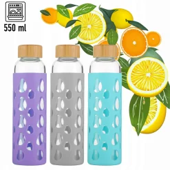 Butelka szklana podróżna w antypoślizgowym etui 550ml