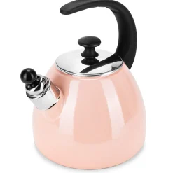 Czajnik imbryk emaliowany ze zdejmowanym gwizdkiem 2,5L różowy