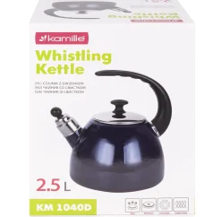 Czajnik imbryk emaliowany ze zdejmowanym gwizdkiem 2,5L granat