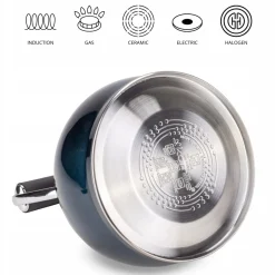 Czajnik imbryk tradycyjny z automat. gwizdkiem 2L morski połysk