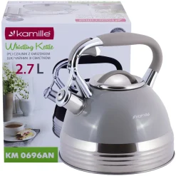 Czajnik stalowy z gwizdkiem gaz indukcja 2,7 l Kamille