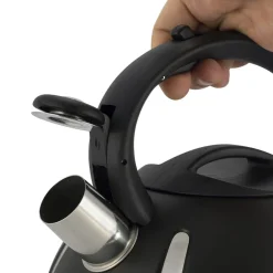 Czarny czajnik stalowy z gwizdkiem na gaz 2,5L
