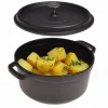 Czarny garnek brytfanna aluminiowy z pokrywką 4,5L