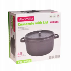 Czarny garnek brytfanna aluminiowy z pokrywką 4,5L
