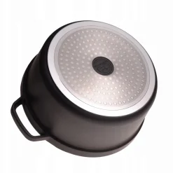Czarny garnek brytfanna aluminiowy z pokrywką 4,5L