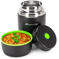 Czarny termos obiadowy, lunchbox na zupę, obiad 0,5L