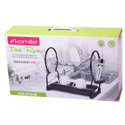 Dwupoziomowa suszarka do naczyń z ociekaczem chrom silikon