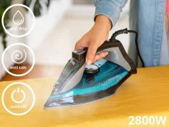 Żelazko parowe ANTI-CALC ANTI-DRIP prasowanie w pionie 2800W