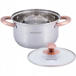 Elegancki stalowy garnek z pokrywką 2L