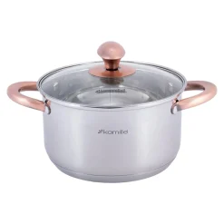 Elegancki stalowy garnek z pokrywką 3L