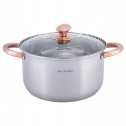 Elegancki stalowy garnek z pokrywką 5L