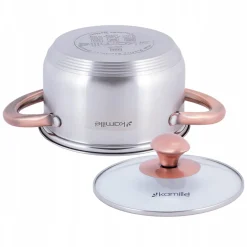 Elegancki stalowy garnek z pokrywką 1,5L