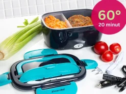 Elektryczny lunchbox, termos samochodowy + wtyczka