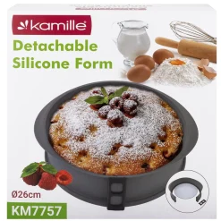 Forma silikonowa do ciast, tortownica ze szklanym dnem 26cm