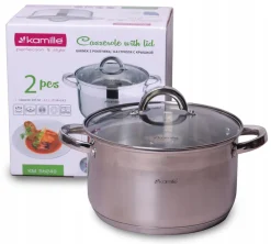 Garnek 24 cm 6,5 L z pokrywką INDUKCJA GAZ KAMILLE