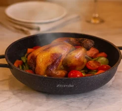 Garnek gar wok na inducję marmurowy 5,5L z pokrywką