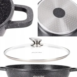 Garnek gar wok na inducję marmurowy 4L z pokrywką