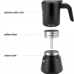 Kawiarka ciśnieniowa do espresso stalowa zaparzacz do kawy 300 ml Kamille