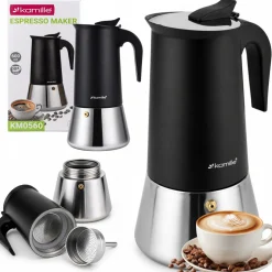 Kawiarka ciśnieniowa do kawy stalowa zaparzacz do espresso 600 ml Kamille