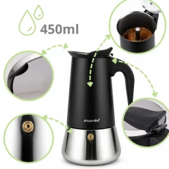 Kawiarka ciśnieniowa do kawy stalowa zaparzacz do espresso 450 ml Kamille
