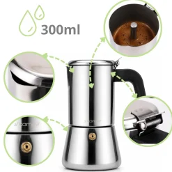 Kawiarka ciśnieniowa do kawy stalowa zaparzacz do espresso 300 ml Kamille