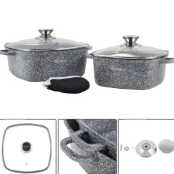 Komplet zestaw garnków granitowych 4el.