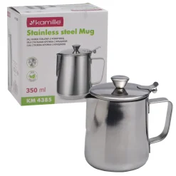 KUBEK STALOWY DZBANEK MLECZNIK Z POKRYWKĄ KAMILLE 350ml