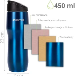 Kubek termiczny, bidon, butelka metaliczny 450ml