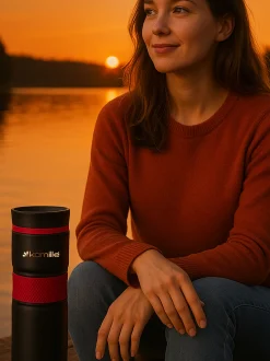 Kubek termiczny ze stali z antypoślizgową nakładką 900ml