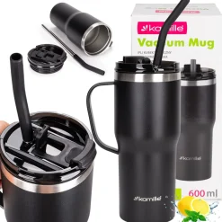 Kubek termos bidon termiczny ze słomką na kawę 600ml