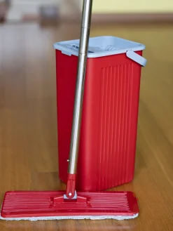 Mop płaski z wyciskaczem kij składany + wiadro dwukomorowe