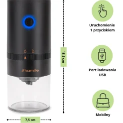 Młynek do kawy elektryczny bezprzewodowy żarnowy USB