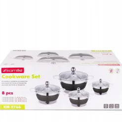 Nowoczesny komplet zestaw garnków indukcja 2/2,7/3,6/5,9L