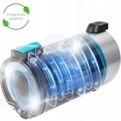 Odkurzacz pionowy bezprzewodowy FILTR HEPA + akcesoria 0,4L MOCNY