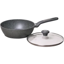 Patelnia głęboka wok granitowa 24cm z pokrywką