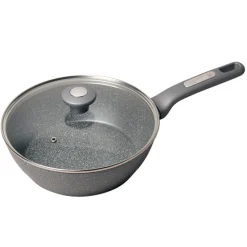 Patelnia głęboka wok granitowa 24cm z pokrywką