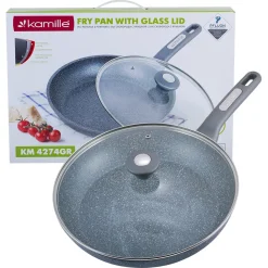 Patelnia granitowa 30cm z pokrywką