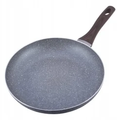 Patelnia granitowa 30cm z uchwytem imitacja drewna