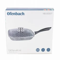Patelnia grillowa granitowa 28cm z pokrywką