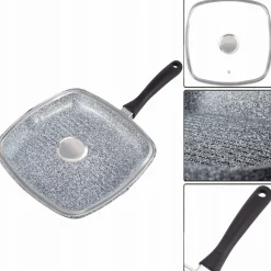 Patelnia grillowa granitowa 28cm z pokrywką