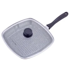 Patelnia grillowa marmurowa 28cm z pokrywką