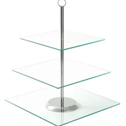 Patera kwadratowa szklana trzypoziomowa talerz na ciastka torty 21/25/30 cm Kamille