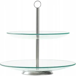 Patera szklana dwupoziomowa talerz na ciastka torty 21/25 cm Kamille