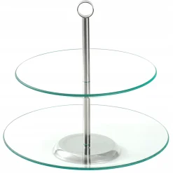 Patera szklana dwupoziomowa talerz na ciastka torty 21/25 cm Kamille
