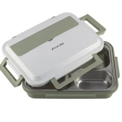 Pojemnik obiadowy, lunchbox z przegrodami i schowkiem na sztućce