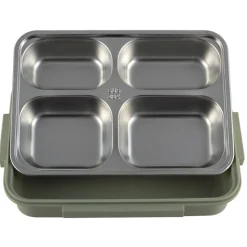 Pojemnik obiadowy, lunchbox z przegrodami i schowkiem na sztućce